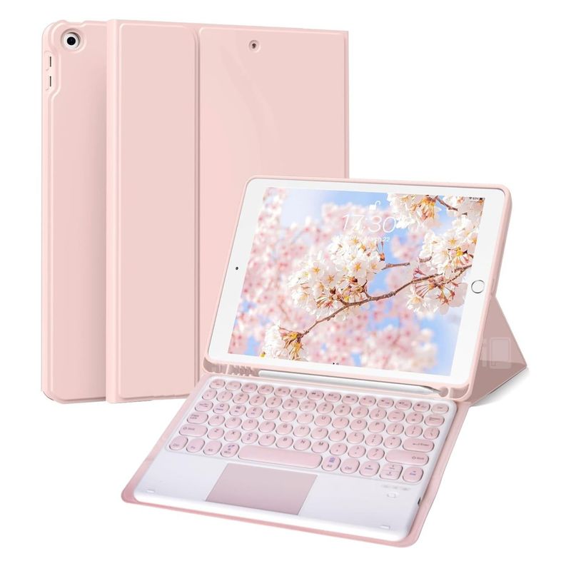 GENERICO - Funda Teclado Touchpad Para iPad 10.2 (7/8/9) Español - Rosa claro