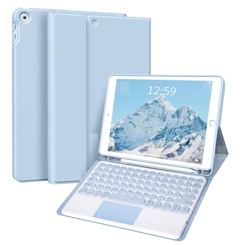 GENERICO - Funda Teclado Touchpad Para iPad 9.7 (5/6) Español - Celeste