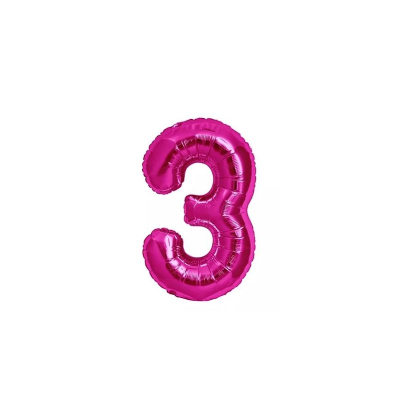 GENERICO - Globo Metalizado Numero "3" Rosa 40 pulgadas