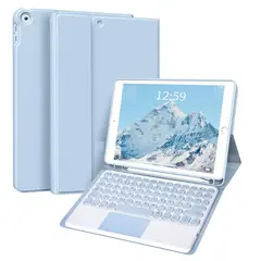 GENERICO - Funda Teclado Touchpad Para iPad 10.2 (7/8/9) Español - Celeste
