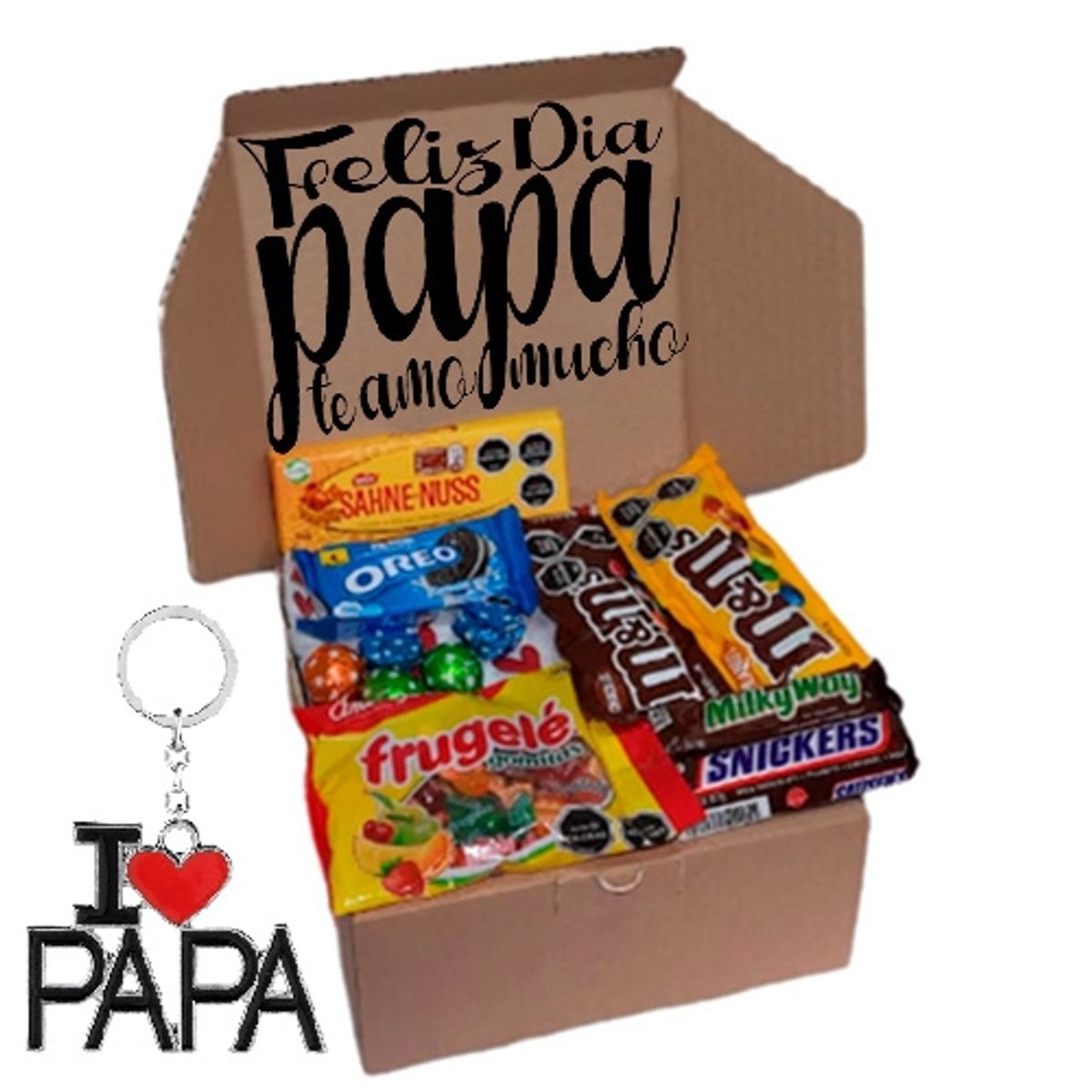 GENERICO - Box Sorpresa Regalo Dia Del Padre Feliz Dia Papa y llavero
