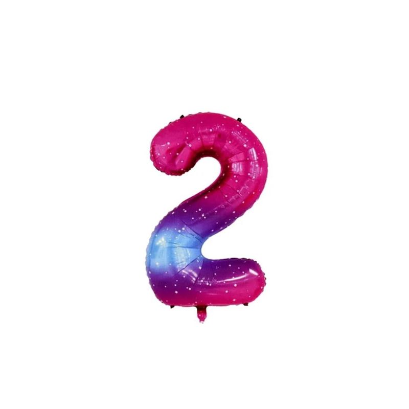 GENERICO - Globo Metalizado Numero "2" Rosa Estrellas 40 pulgadas
