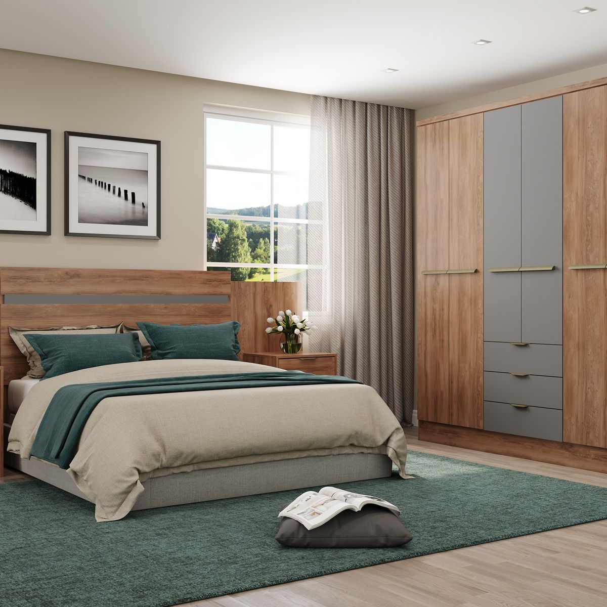 ROCA - Respaldo Con Veladores Paraná 2 PL Canela-Titanio