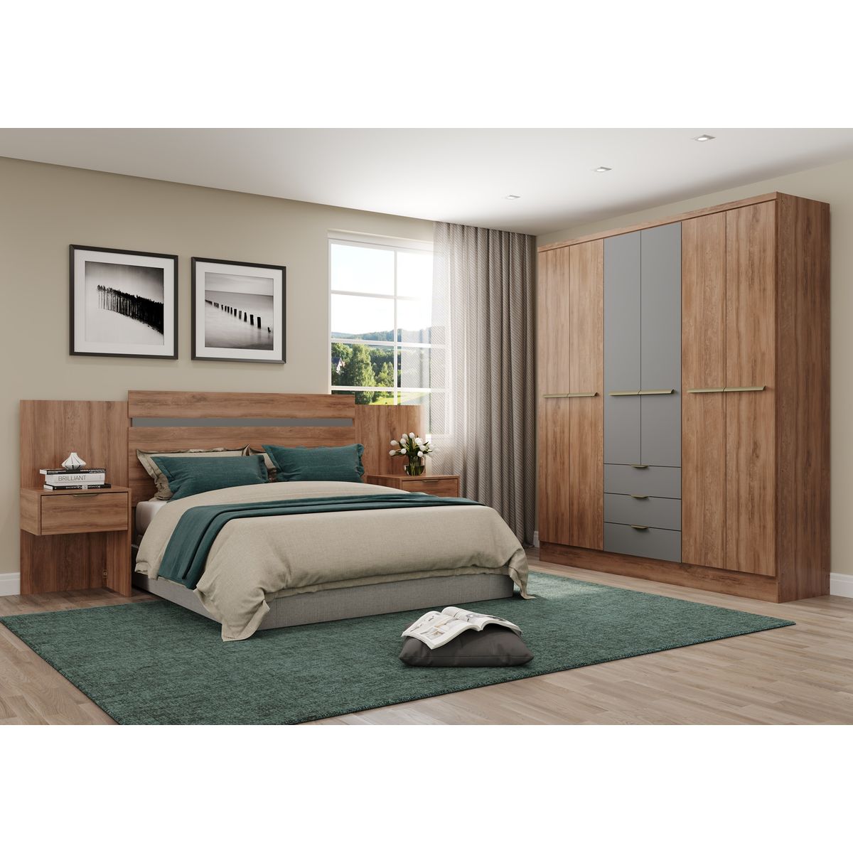 ROCA - Respaldo Con Veladores Paraná 2 PL Canela-Titanio