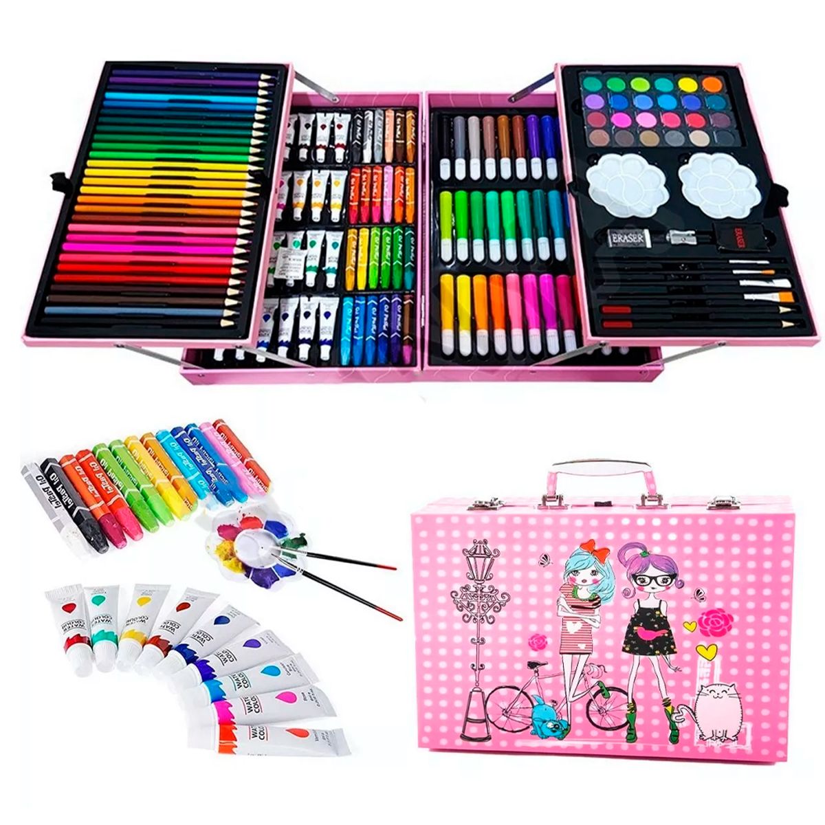 GENERICO - Kit Dibujo 145 Piezas Pintura En Maleta Aluminio escolar