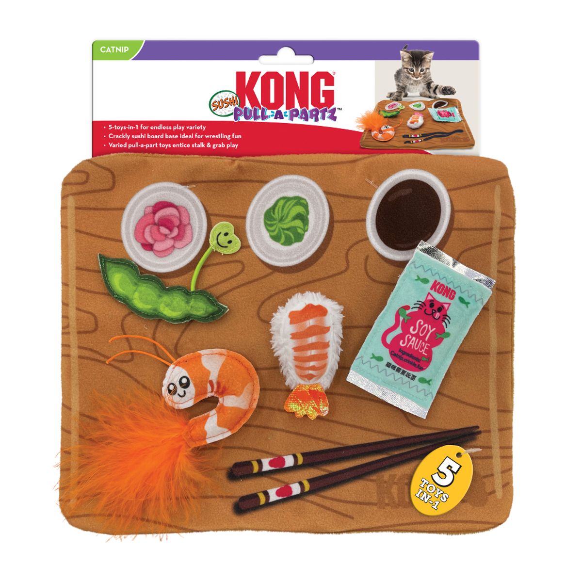KONG - Juguete Kong Pull-A-Partz Sushi Puzzle Gato