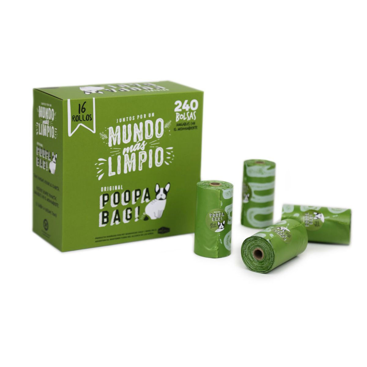 POOPAROOS - Bolsas Biodegradables Poopa Bag, Caja 16 Rollos (240 und)