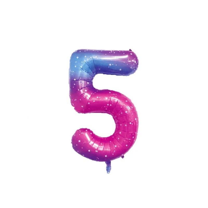 GENERICO - Globo Metalizado Numero "5" Rosa Con Estrellas 40 pulgadas