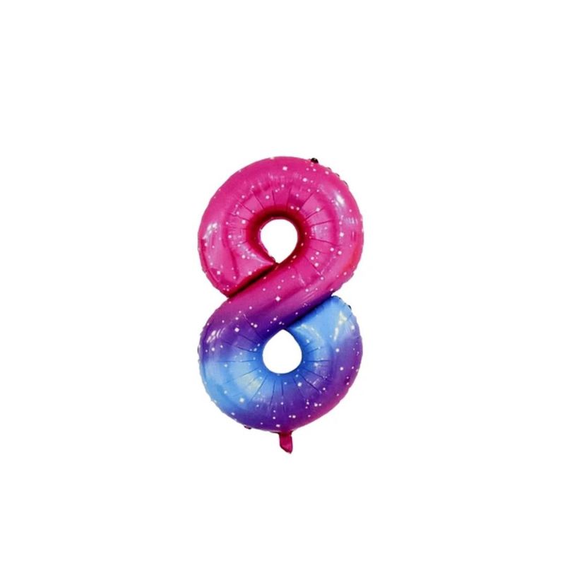 GENERICO - Globo Metalizado Numero "8" Rosa Con Estrellas 40 pulgadas