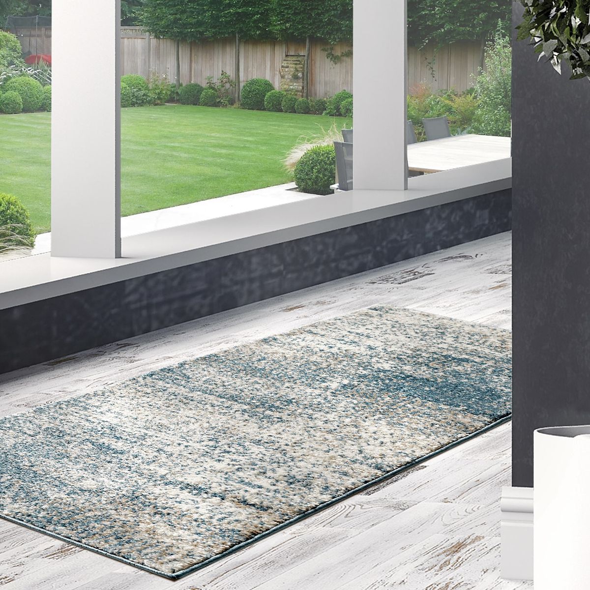 MODA ALFOMBRAS - Alfombra Pasillo Florida Azul 50 x 91 Cm