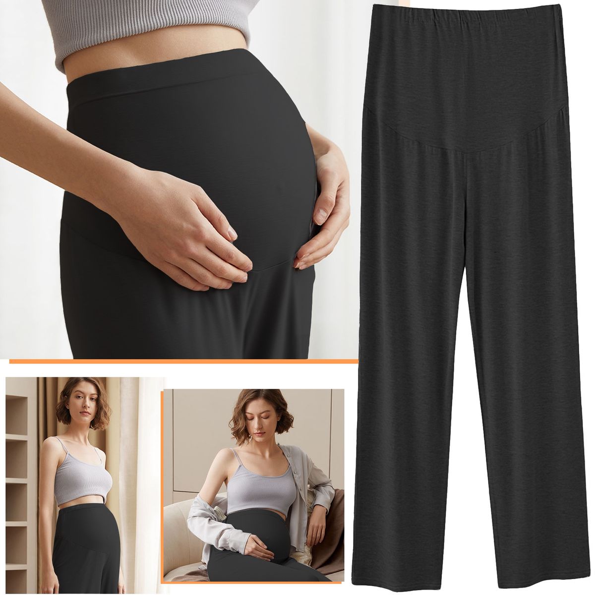 EDWINAYY - Pantalones De Maternidad De Cintura Alta  Ropa Maternal