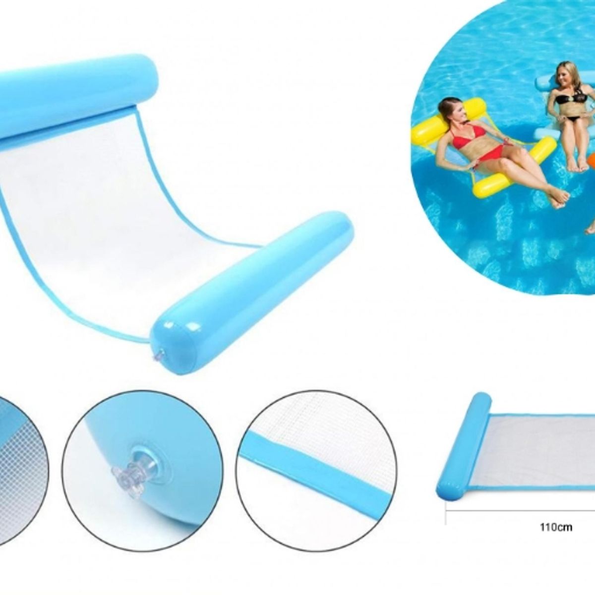 GENERICO - Flotador Cama Silla Hamaca Inflable Azul