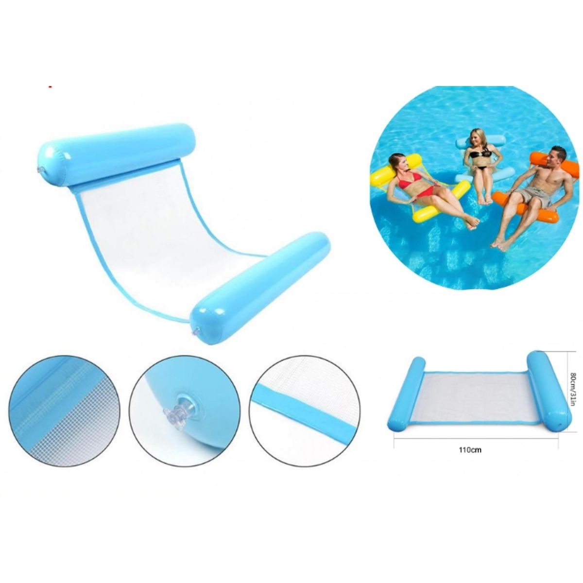 GENERICO - Flotador Cama Silla Hamaca Inflable Azul