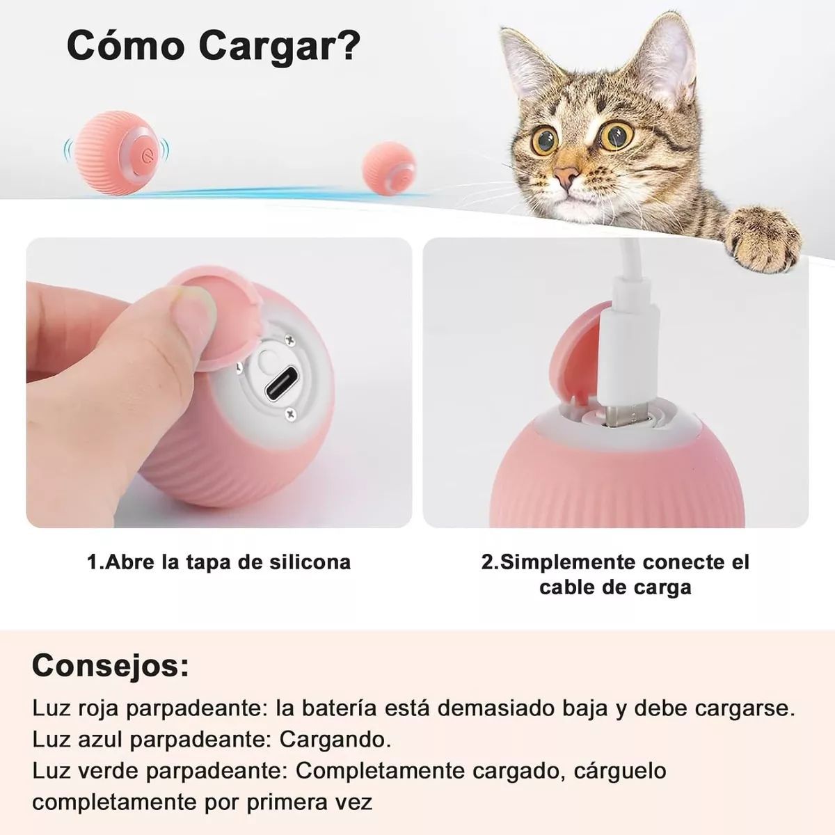 KUANGYE - Pelota Inteligente Para Gatos Juguete Interactivo Automático