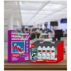 MALIK - Papel Adhesivo 135gm 100 hojas + 4 Litros para Epson L5590