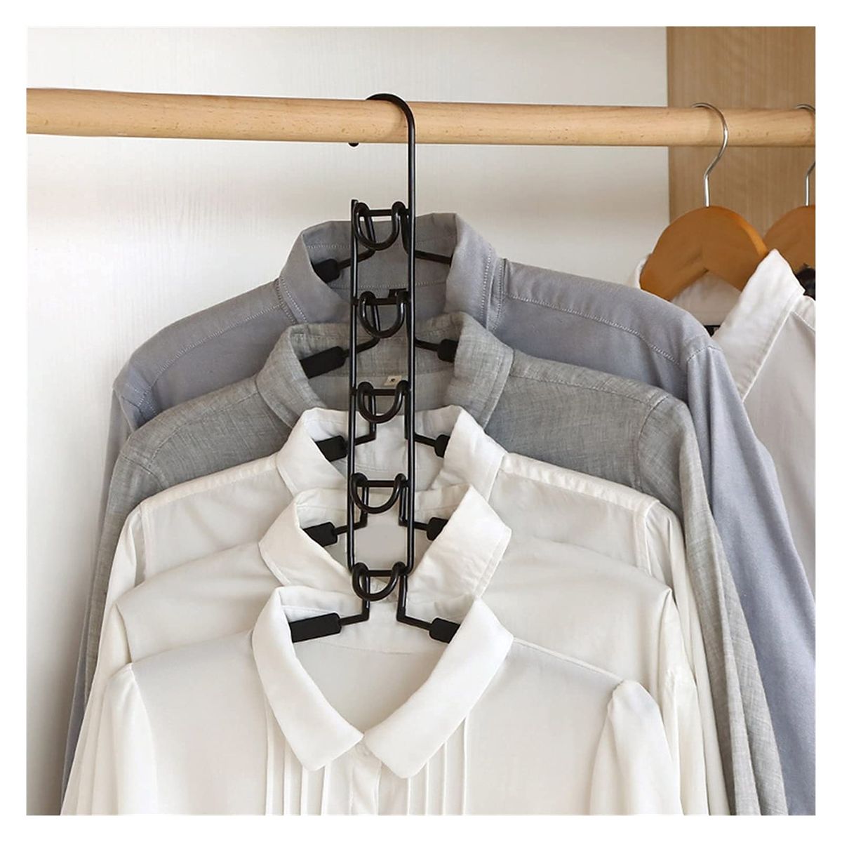 AIZO - 2pk Ganchos De Ropa Multifuncionales Antideslizantes De 5en1 negro