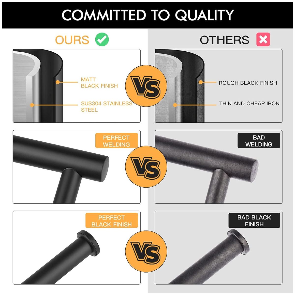 KUANGYE - Porta Confort Papel Higiénico Acero Inoxidable Negro Mate