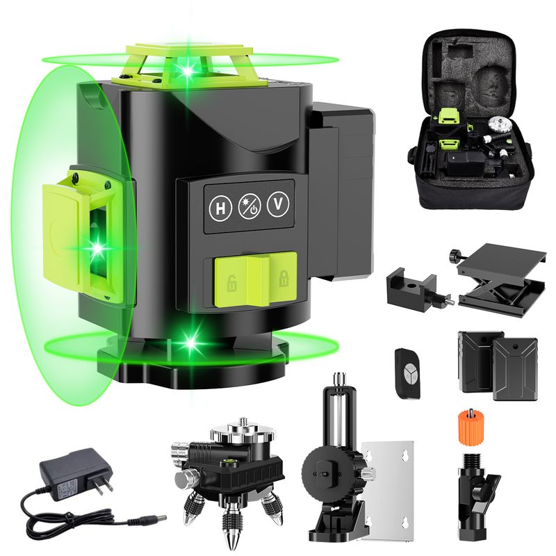 AIZO - Nivel Láser Verde 4d 16 Líneas 360  Nivelación Automática.