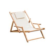 Silla De Playa Reposera Plegable De Lona Y Madera Exteriores Blanco