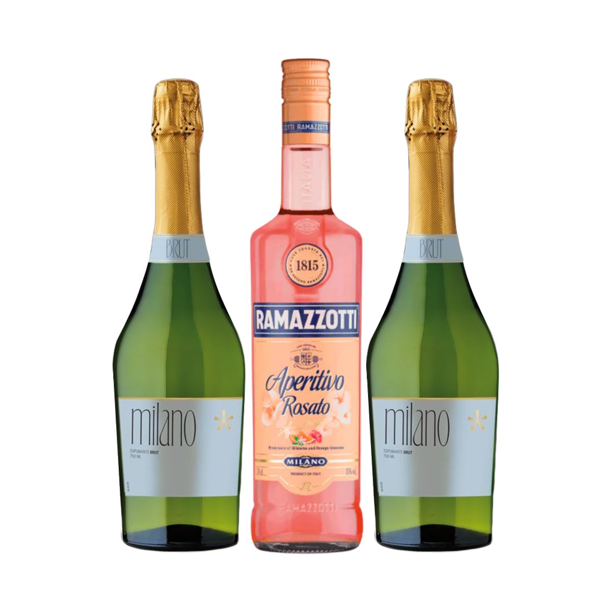RAMAZZOTTI - Licor Ramazzotti Rosato + 2 Espumantes Milano Brut 750cc