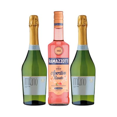 Ramazzotti Licor Rosato + 2 Espumantes Milano Brut 750Cc