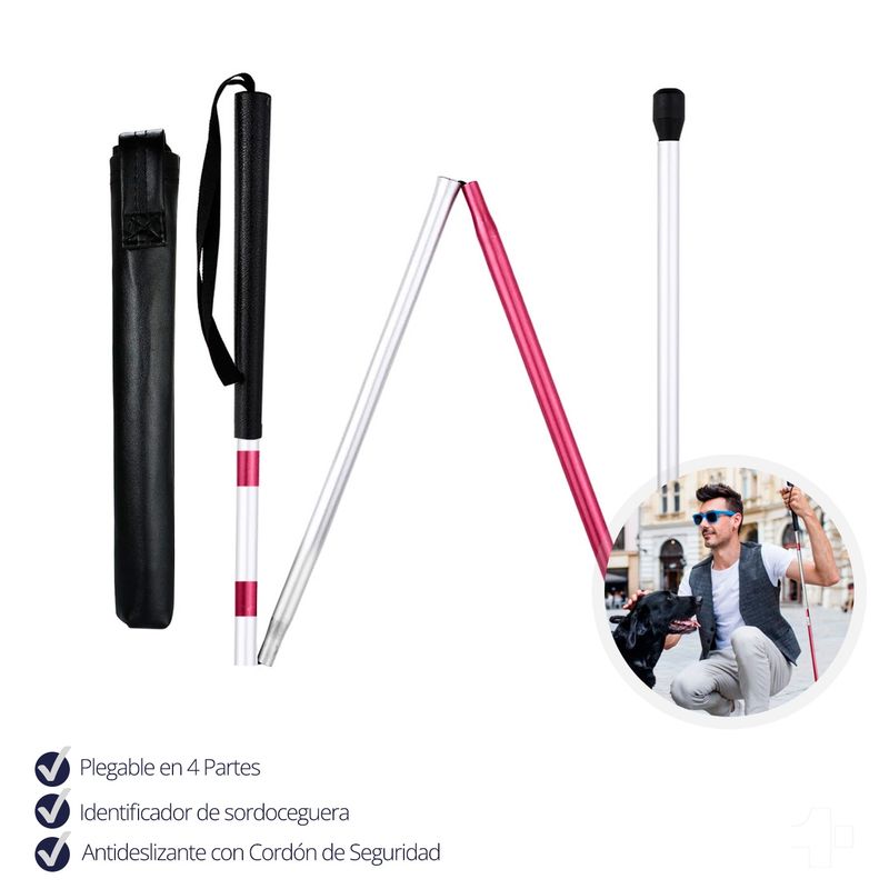 TOPMEDIC - Bastón Ciego No Vidente Aluminio Plegable