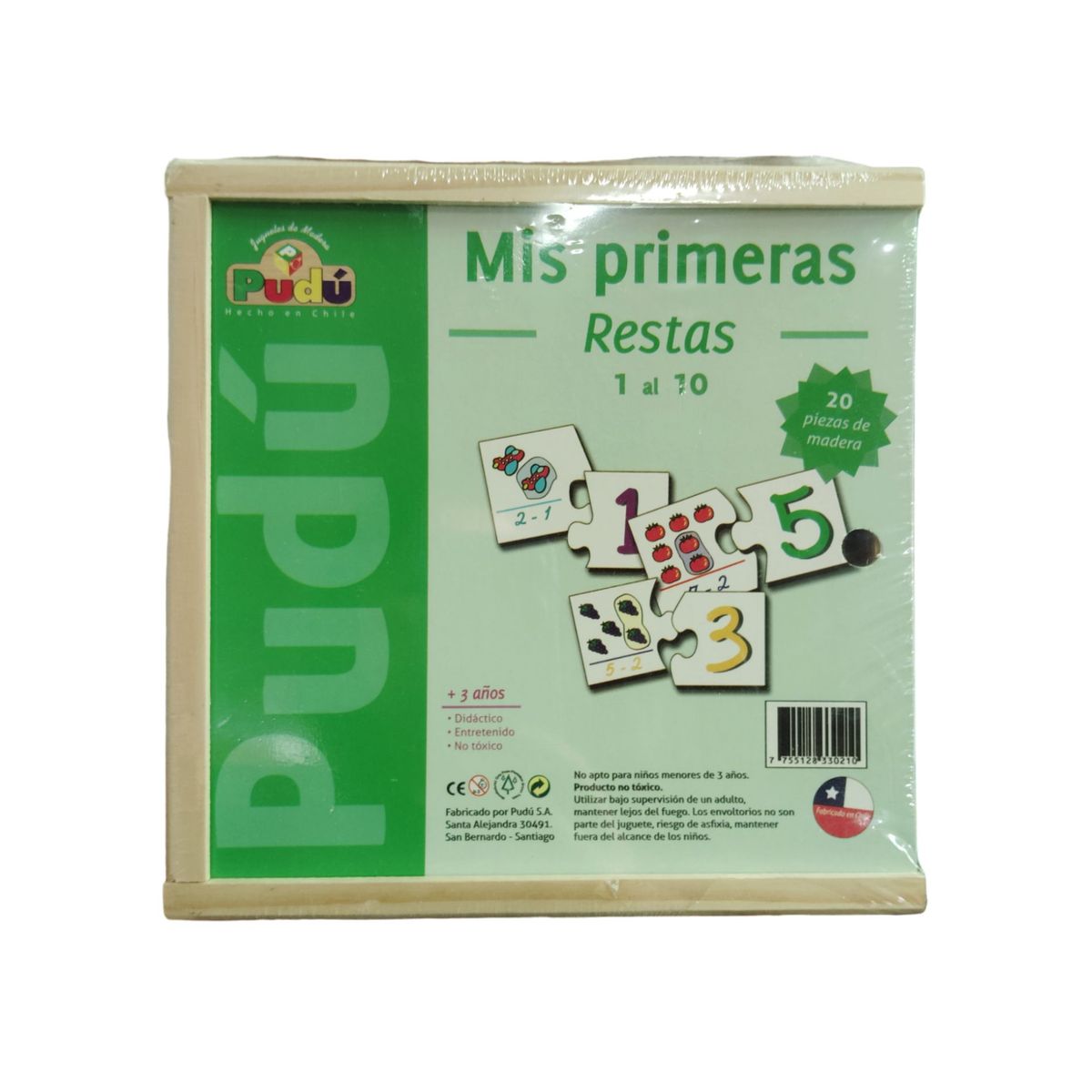 PUDU - Juego de madera Mis Primeras Restas 1 al 10