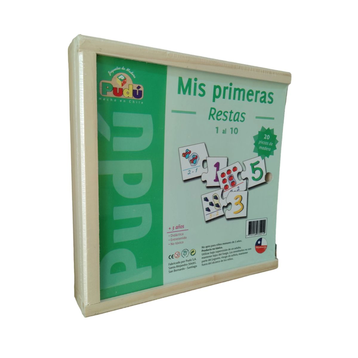 PUDU - Juego de madera Mis Primeras Restas 1 al 10