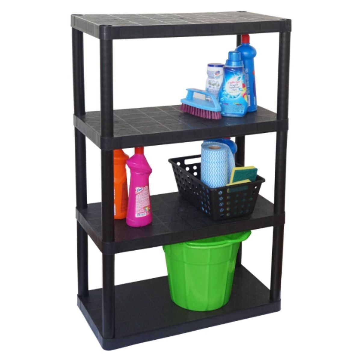BE DESIGN - Estante Plastico Multiuso 4 Niveles Negro