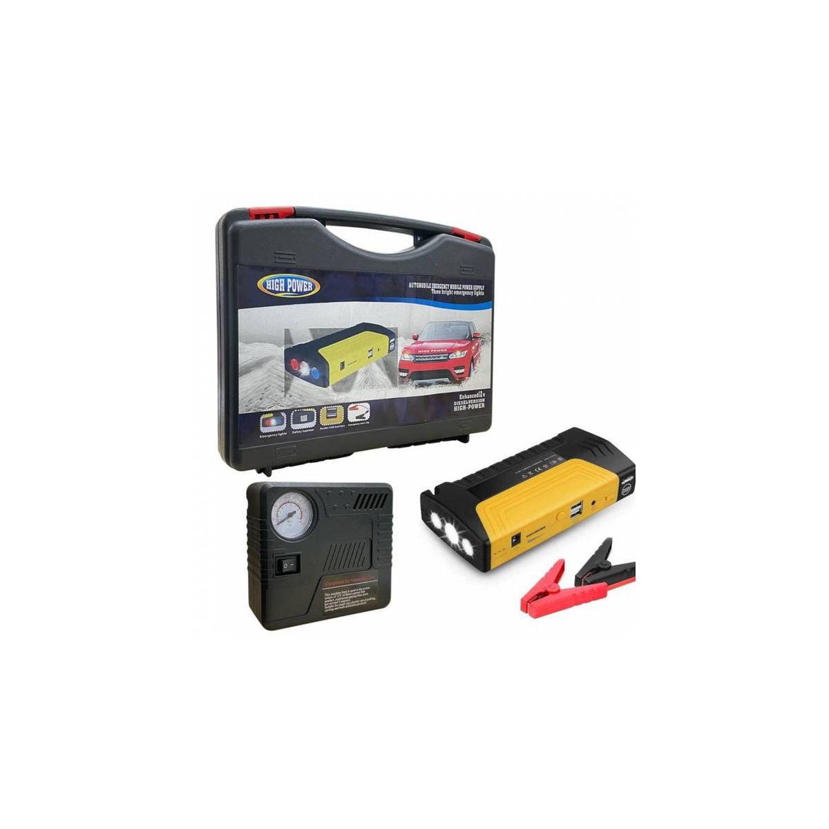 GENERICO - Kit Arrancador Batería Auto Recargable Fuente Alimentación