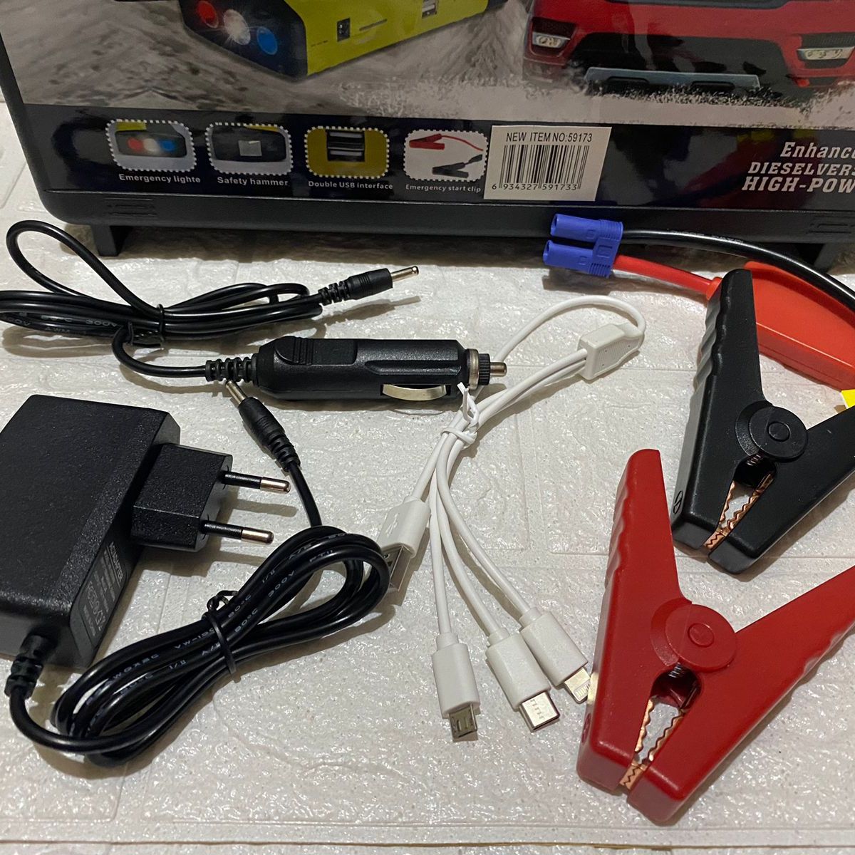 GENERICO - Kit Arrancador Batería Auto Recargable Fuente Alimentación