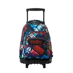 TOTTO - Mochila Con Ruedas Niño Bomper Renglon Negro