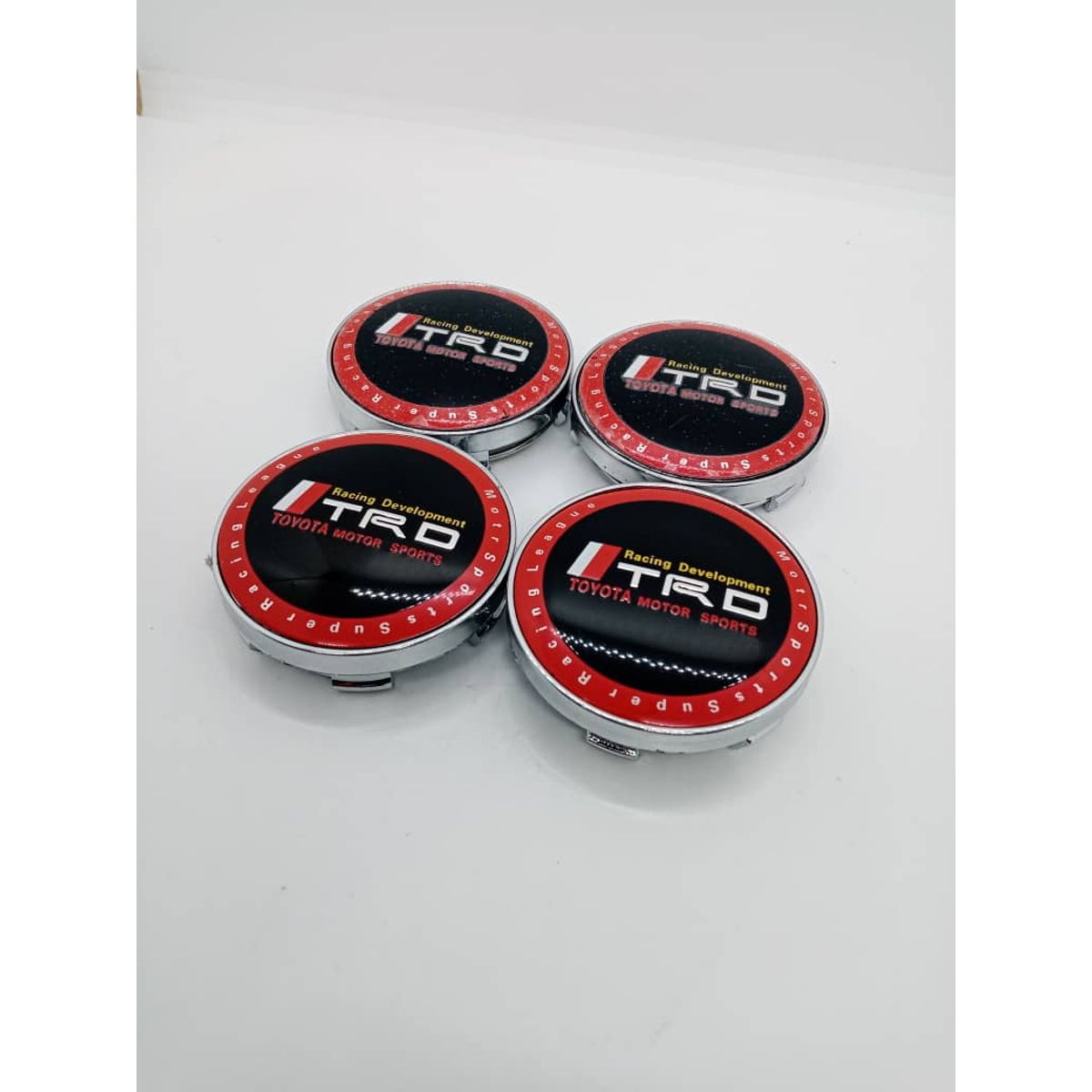 GENERICO - Tapa centro Llantas auto 56mm universal TRD NEGRO borde rojo