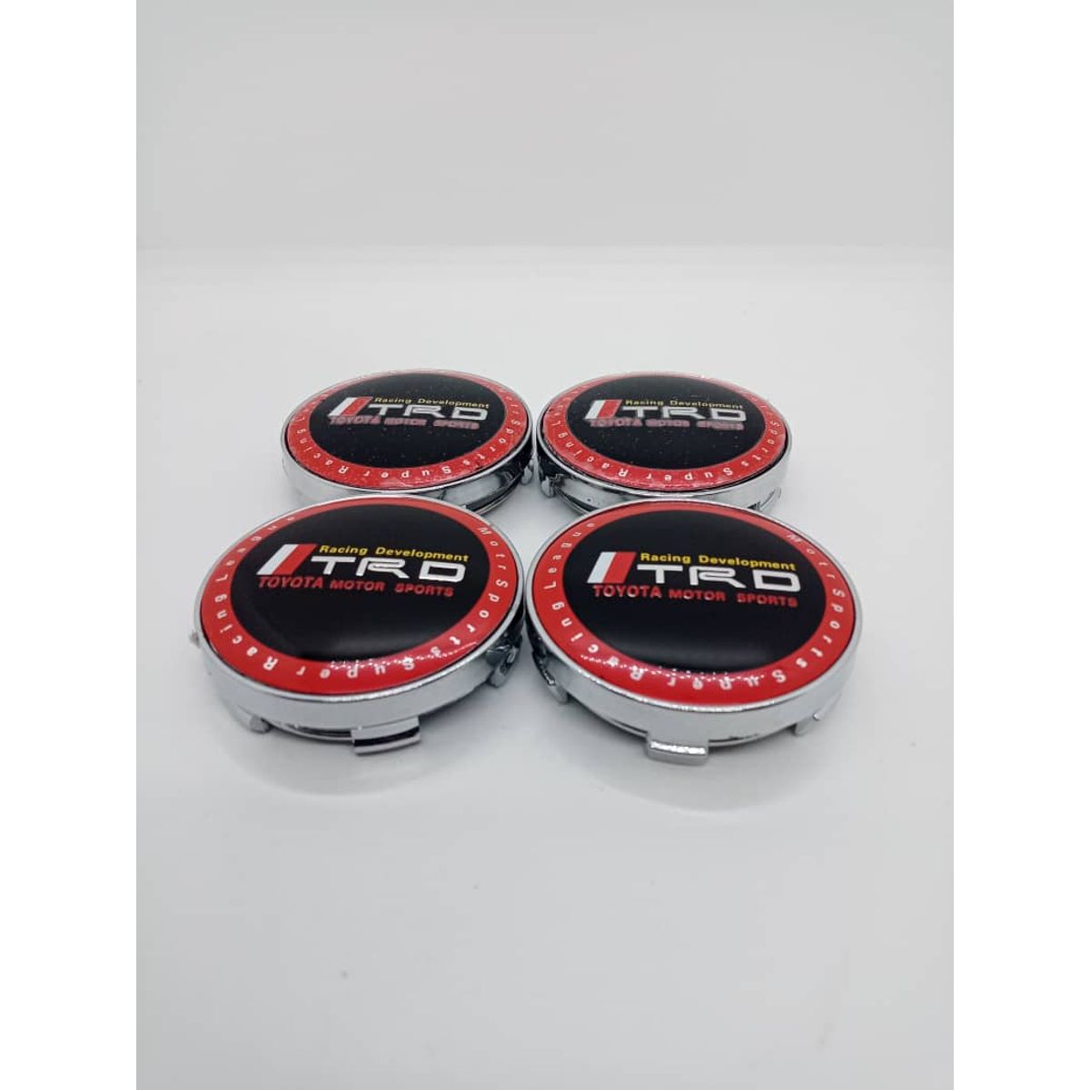 GENERICO - Tapa centro Llantas auto 60mm universal TRD NEGRO borde rojo