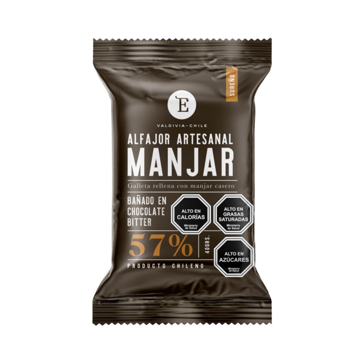 ENTRELAGOS - Alfajor Artesanal Manjar Bitter Entrelagos 24x40 gr.