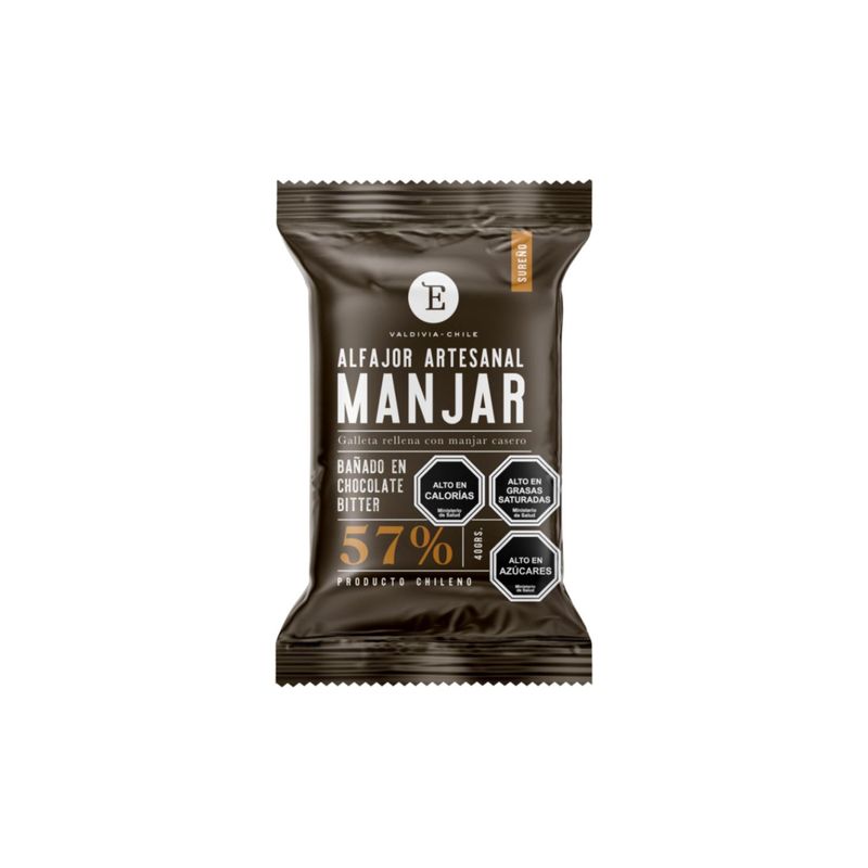 ENTRELAGOS - Alfajor Artesanal Manjar Bitter Entrelagos 24x40 gr.
