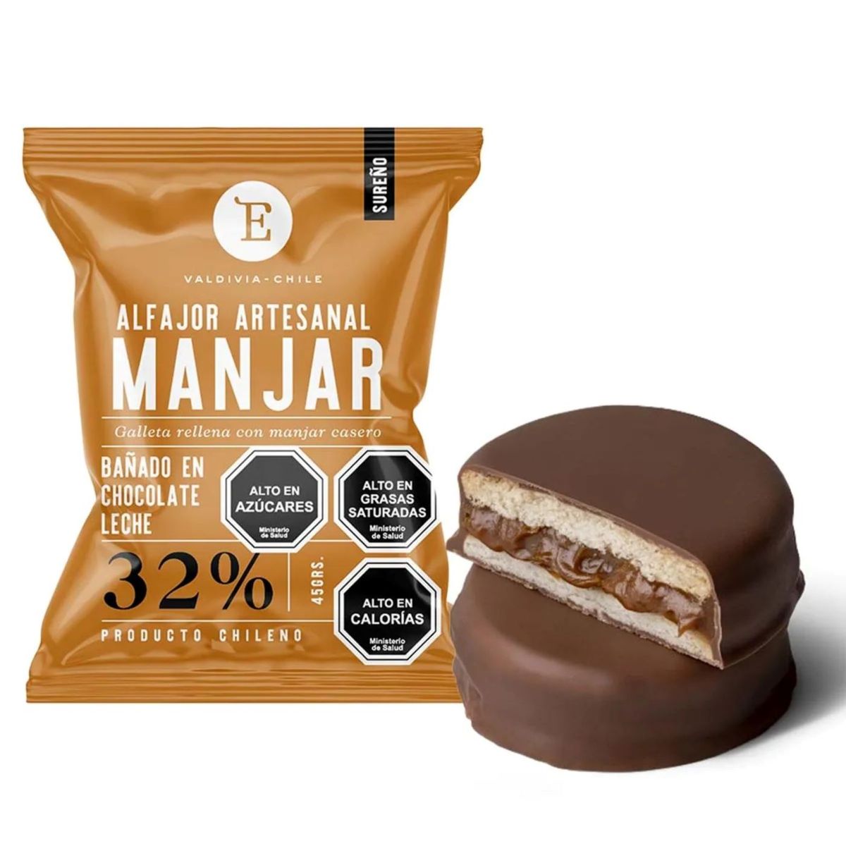 ENTRELAGOS - Alfajor Artesanal Manjar Leche Entrelagos 24x40 gr.