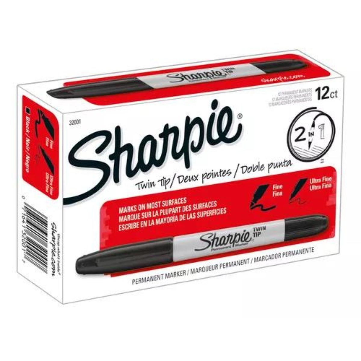 SHARPIE - Marcador Sharpie Permanente Doble Punta Negro x12ud