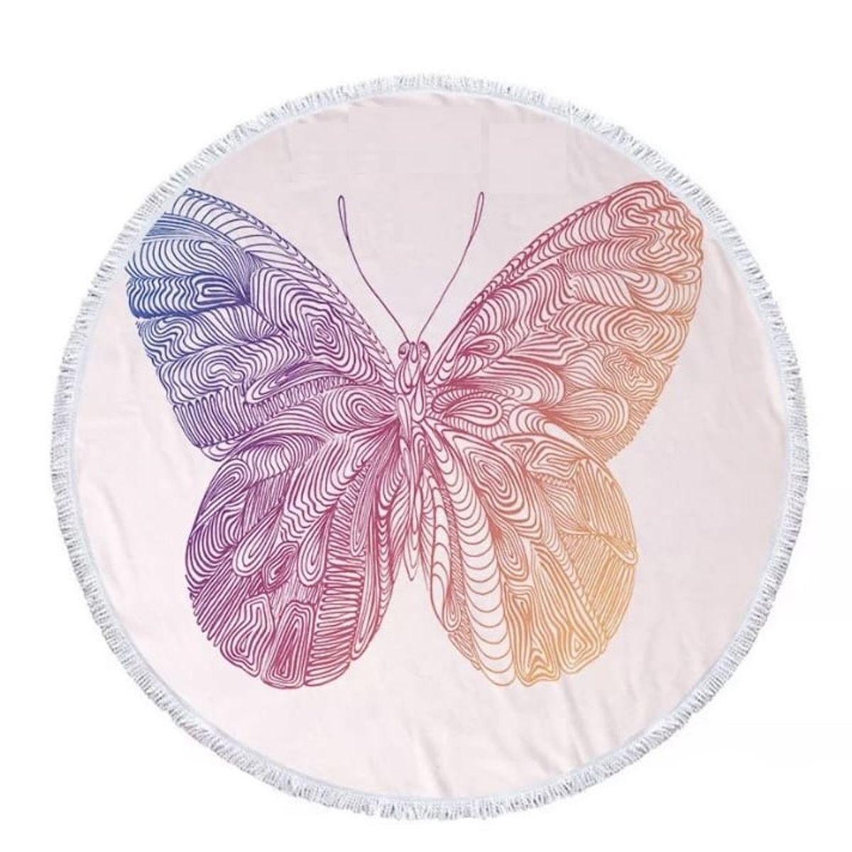 GENERICO - Manta tipo Toalla Redonda Mariposa Rose Picnic Playa