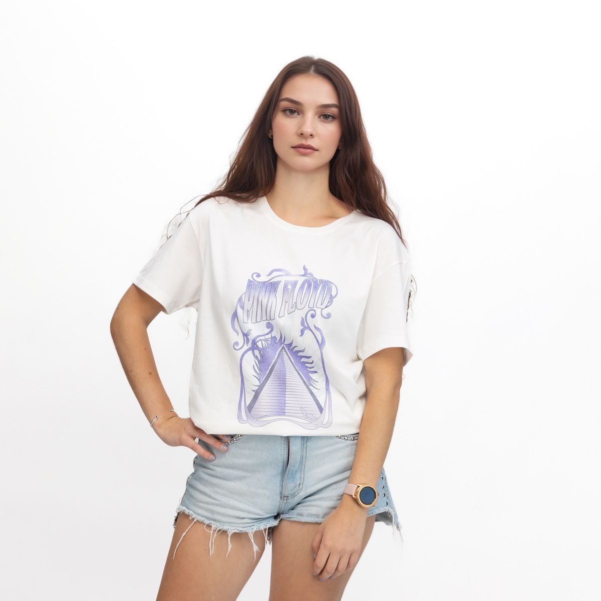 PINK FLOYD - Polera Mujer Guitar  High Voltage Negro ACDC