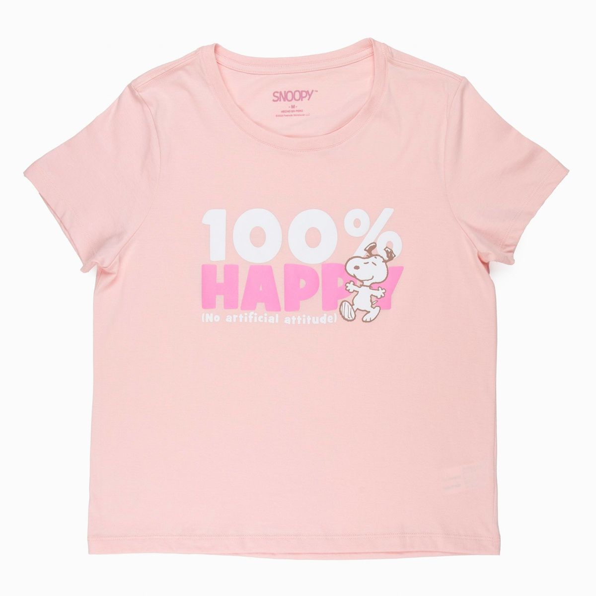 SNOOPY - Polera Mujer 100% Happy Rosa Snoopy