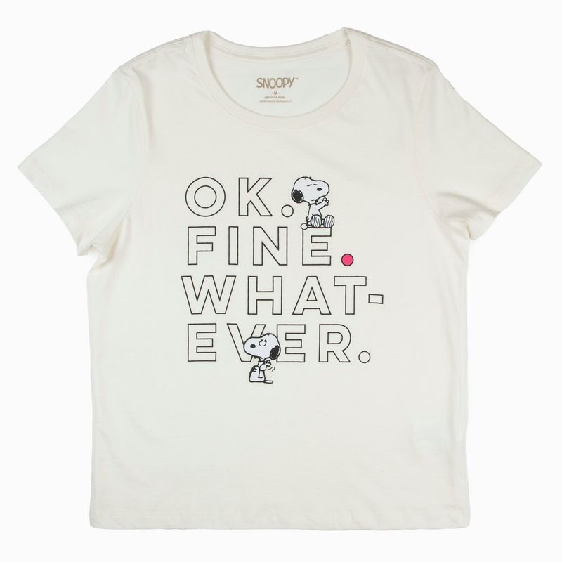 SNOOPY - Polera Mujer OK Fine Beige Snoopy