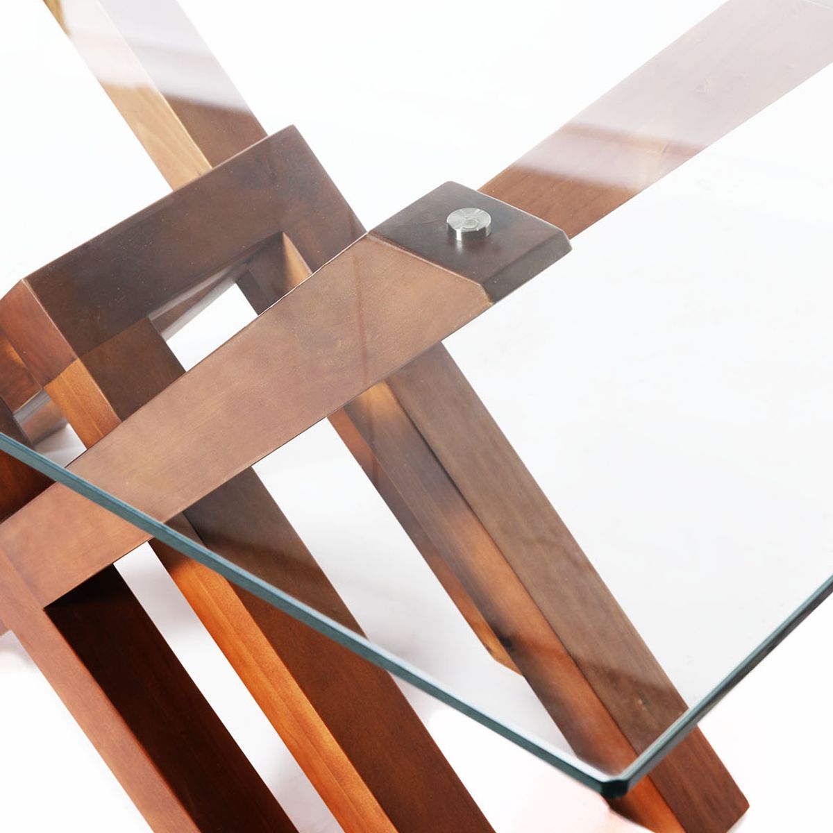 LATAM HOME - Mesa Comedor Latam Home Mérida Rectangular Base Madera y Cubierta Vidrio