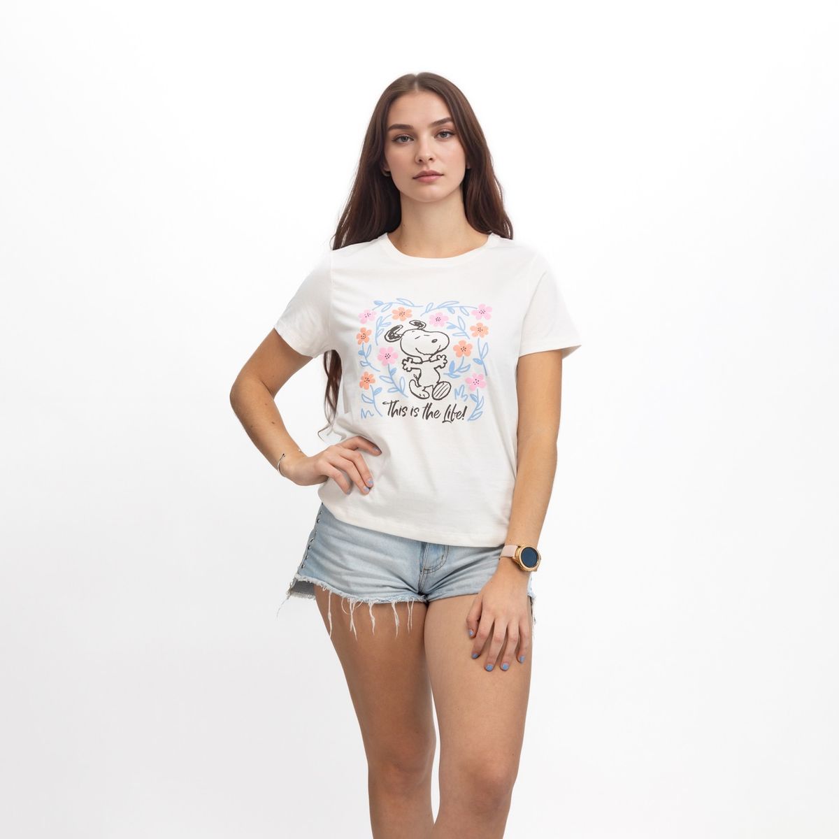 SNOOPY - Polera Mujer This Is Life Beige Snoopy