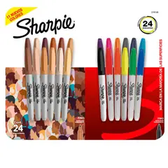 SHARPIE - Set 24 Marcadores Punta Fina Colores Basicos/Tierra