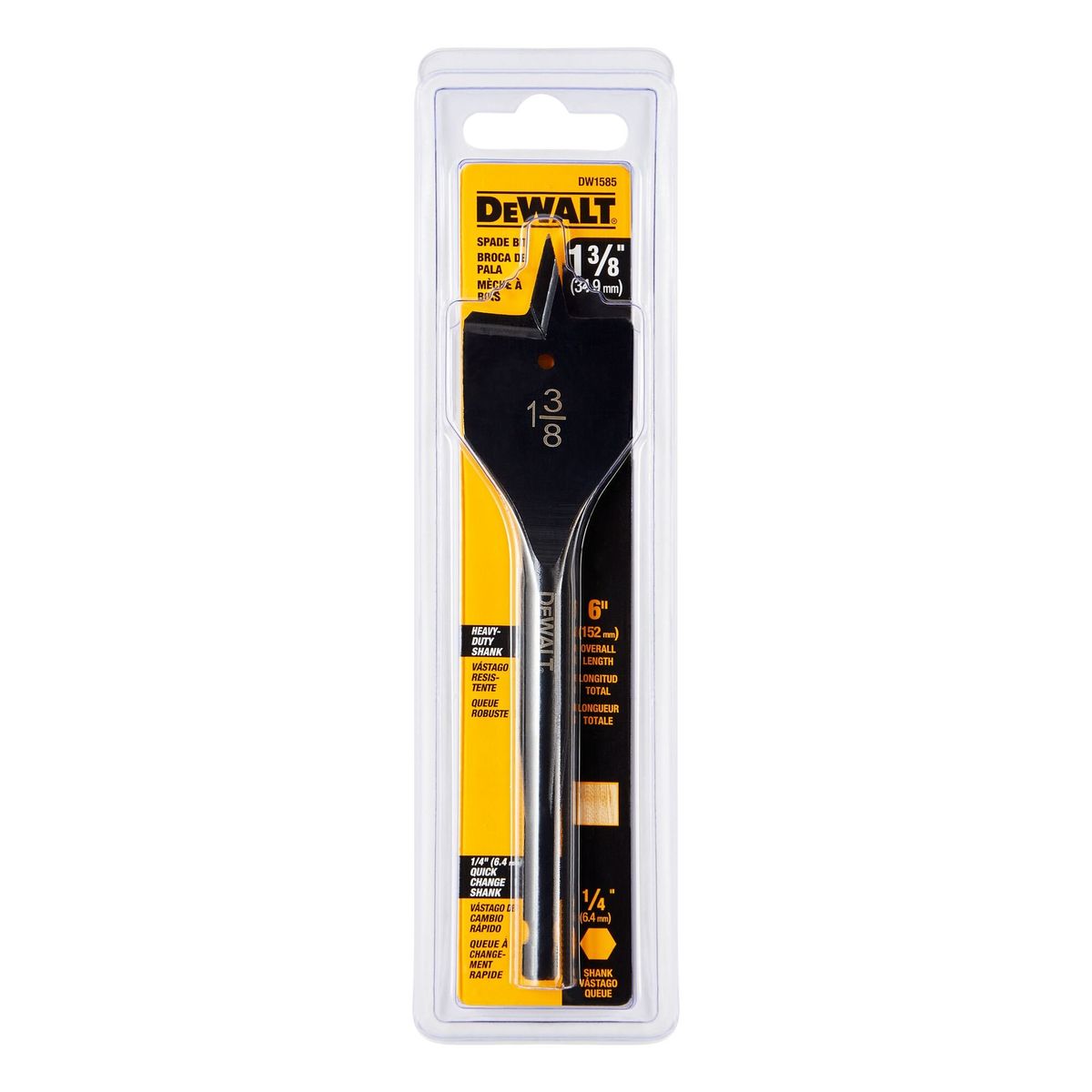 DEWALT - Broca de paleta para madera 152mm 1/4" DEWALT DW1585  Y