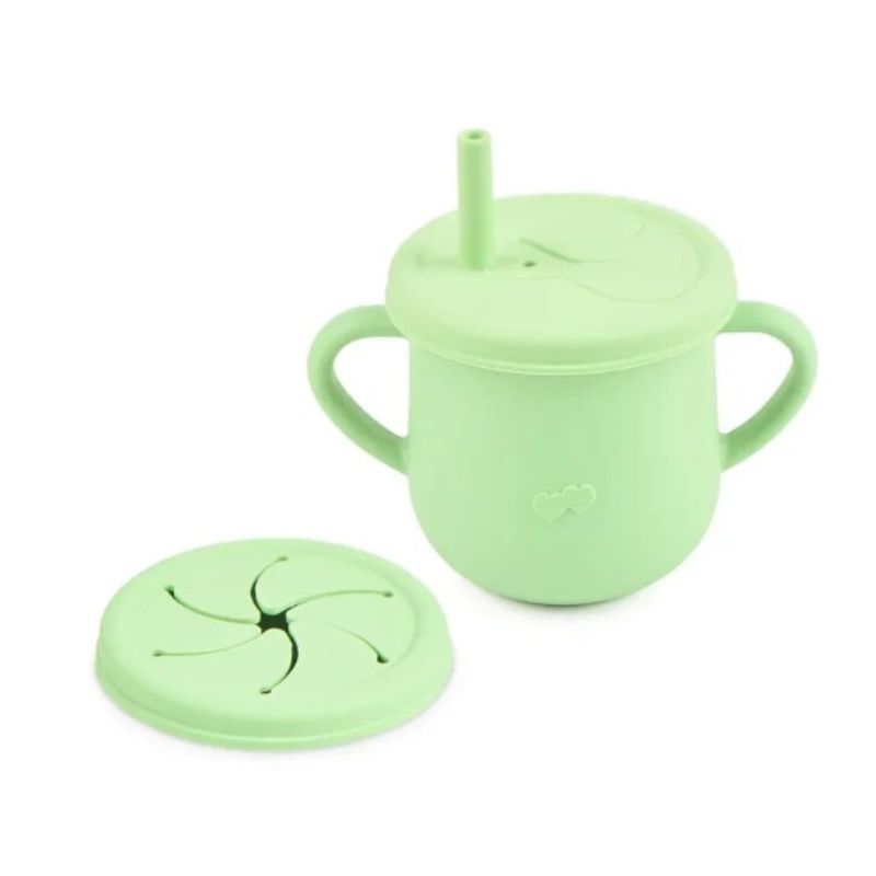 GENERICO - Vaso Silicona Snack Con Doble Tapa Verde
