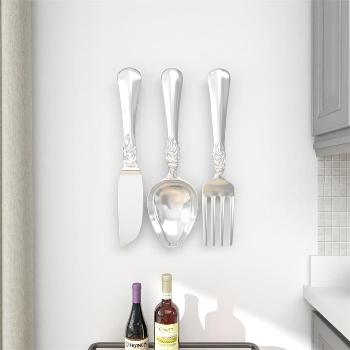 MSA MUEBLES SANTA ANA - SET 3 UTENSILIOS PLATEADO DECO PARED