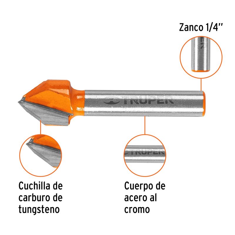 GENERICO - FRESA 11466 CORTE EN V 1/2"X1/2" TRUPER