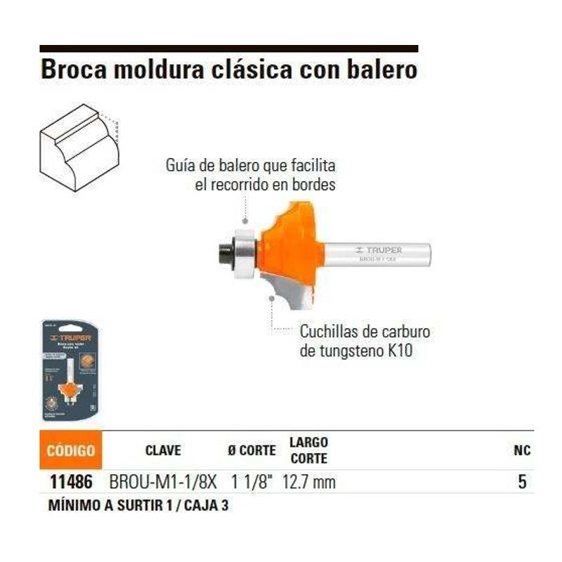 GENERICO - FRESA 11486 MOLDURA CLASICA 1 1/8"X1/2" TRUPER